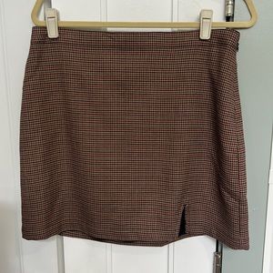 Brown Plaid Miniskirt